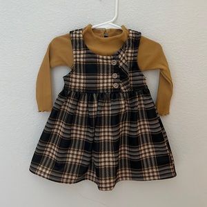 Nannette Baby 18 month two piece dress Mustard yellow/black mustard yellow plaid